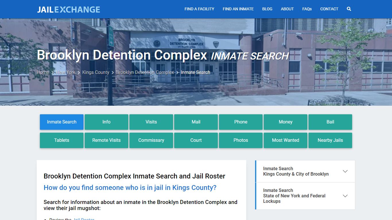 Brooklyn Detention Complex Inmate Search - Jail Exchange